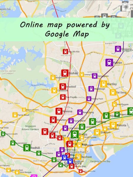 Singapore tourist map with mrt