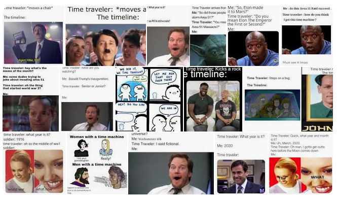Time traveler moves a chair meme explained template