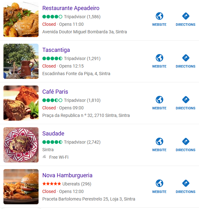 Can you recommend a good local restaurant in Sintra