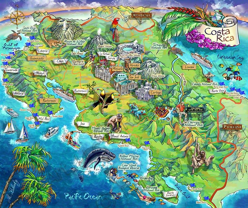 Costa Rica, tourist attractions, photos, maps, ideas for