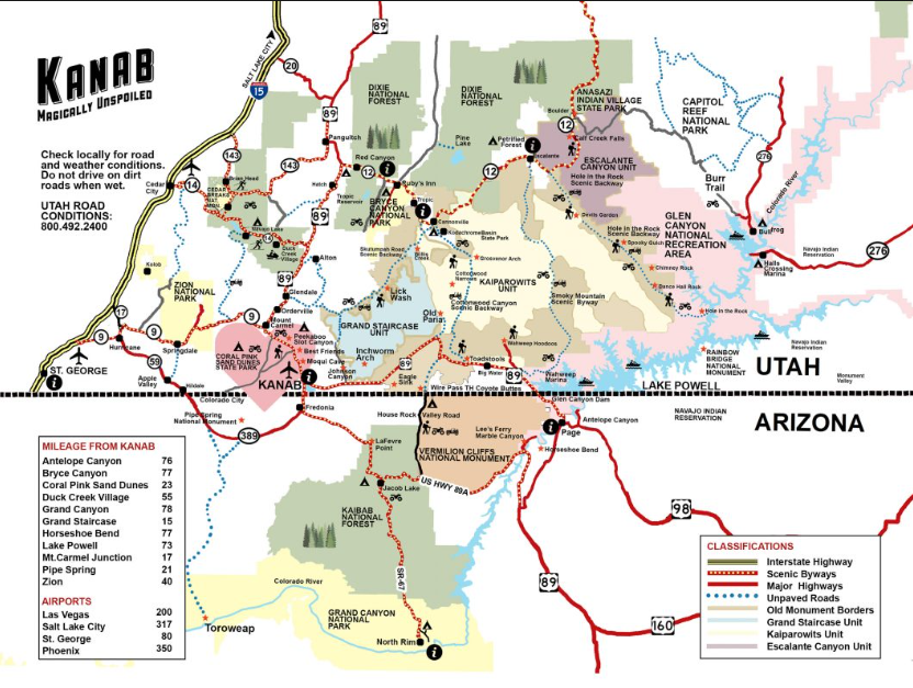 Utah Tourist Attractions Map (zionguide.com)