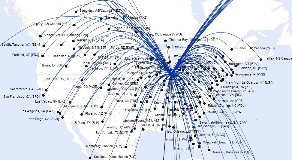 United airlines destinations wiki map (maving.com